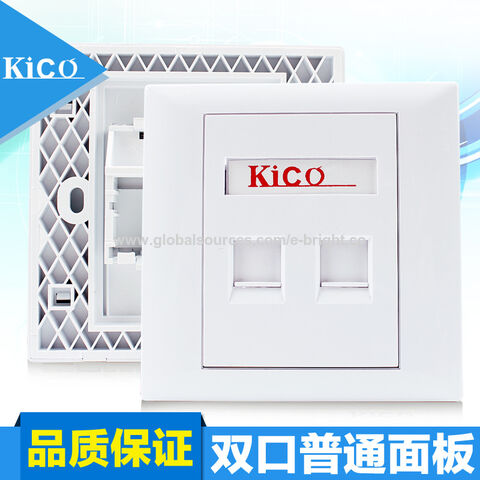 Kico Cat6 RJ45 Plaque Murale Réseau 2 Ports Type 86*86 pour Prises Keystone, connecteur modulaire