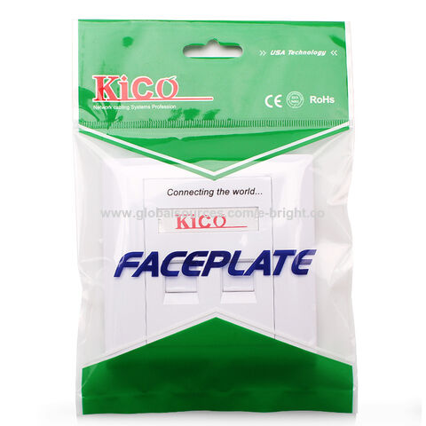 Kico Cat6 RJ45 Plaque Murale Réseau 2 Ports Type 86*86 pour Prises Keystone, connecteur modulaire