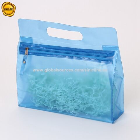 Bolsa de Cosméticos con Cremallera Impermeable Azul Esmerilado, Logo Personalizado, Bolsa de Maquillaje de EVA Transparente para Regalo Promocional