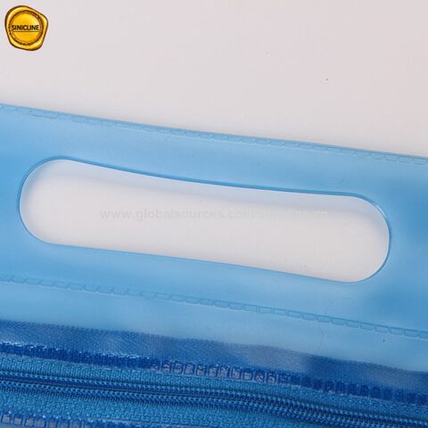 Bolsa de Cosméticos con Cremallera Impermeable Azul Esmerilado, Logo Personalizado, Bolsa de Maquillaje de EVA Transparente para Regalo Promocional