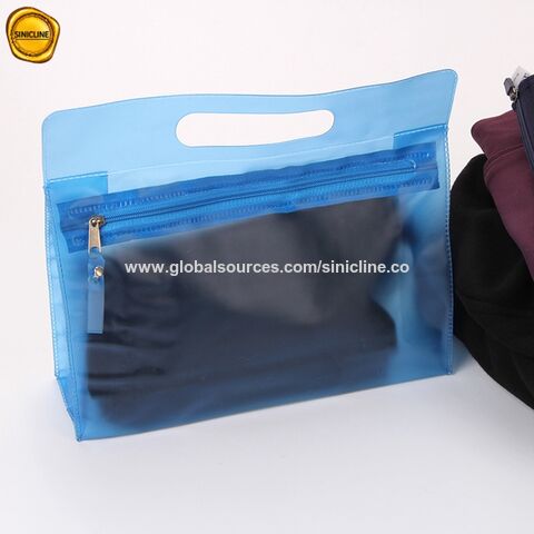 Bolsa de Cosméticos con Cremallera Impermeable Azul Esmerilado, Logo Personalizado, Bolsa de Maquillaje de EVA Transparente para Regalo Promocional