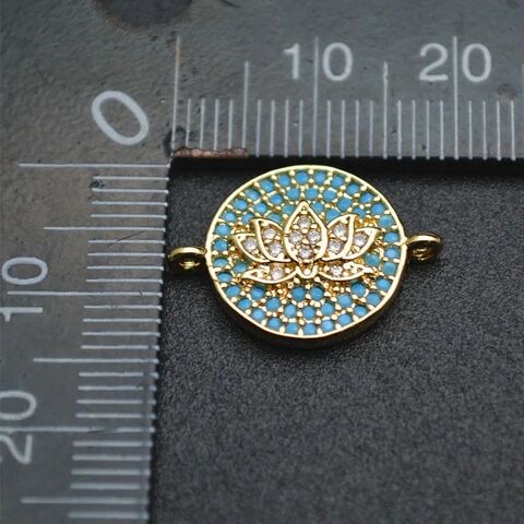 Perles CZ Multicolores, Breloques en Émail Fleur de Lotus, Fermoirs de Collier en Métal