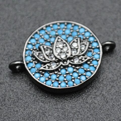 Perles CZ Multicolores, Breloques en Émail Fleur de Lotus, Fermoirs de Collier en Métal