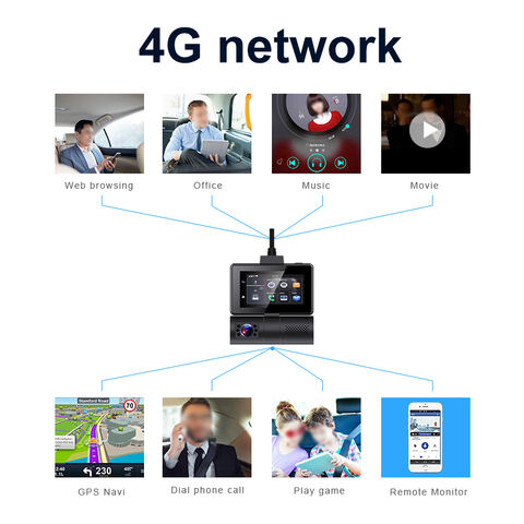 Caméra de Voiture 4G 2 en 1 avec Wifi, Suivi GPS, Support Vidéo en Direct 4G sur Téléphone, Compatible Carte Max. 256GB, Enregistrement HD 1080p