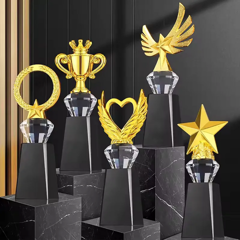 Trofeo Estrella de Metal Deportivo para Regalos Empresariales JN, Premio de Honor en Cristal, Trofeos de Metal y Cristal
