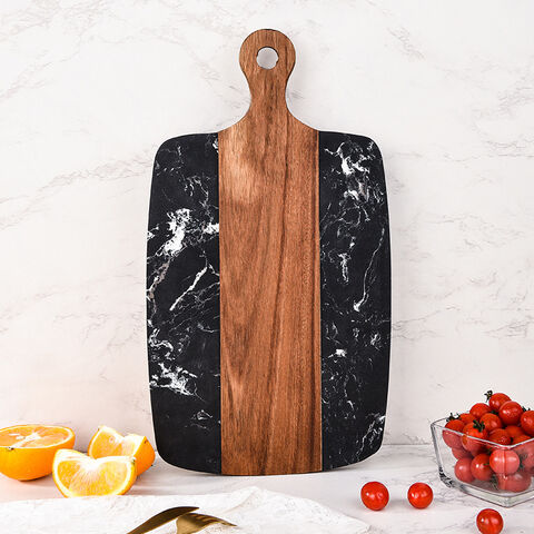 Fourniture Directe d'Usine Planche à Découper en Bois d'Acacia Imitation Marbre Plateau de Service en Bois Planches à Découper de Cuisine pour Légumes