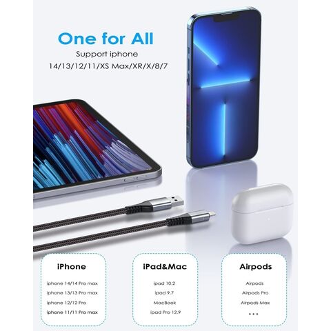 Cable de Carga Rápida PD Lightning a USB para iPhone/iPad con Trenzado de Nylon