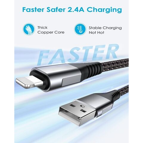 Cable de Carga Rápida PD Lightning a USB para iPhone/iPad con Trenzado de Nylon