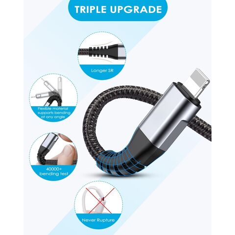 Cable de Carga Rápida PD Lightning a USB para iPhone/iPad con Trenzado de Nylon