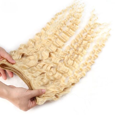 Extensions Blondes Cheveux Humains 613 Remy Malaisiens Bouclés avec Closure 13x4 Pré-épilées