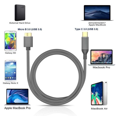 10 Gbit/s Micro B auf USB C Festplattenkabel, USB C auf Micro B Kabel, externes Festplattenkabel kompatibel für Seagate WD Westgate 1M