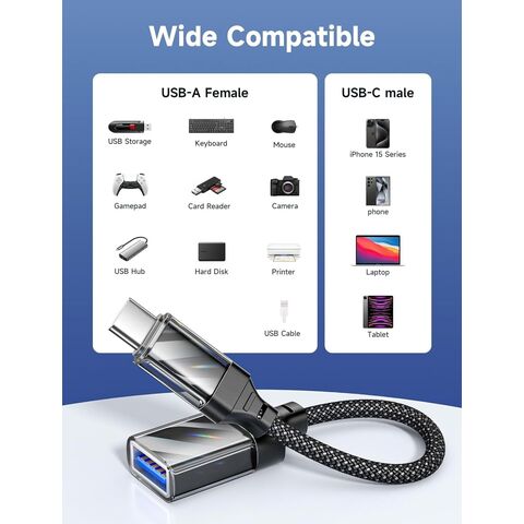 Adaptador USB-C a USB 3.0, Cable OTG USB-C Macho a USB Hembra, Convertidor de Sincronización de Datos, Conector para Teléfono Móvil, Ratón y Teclado