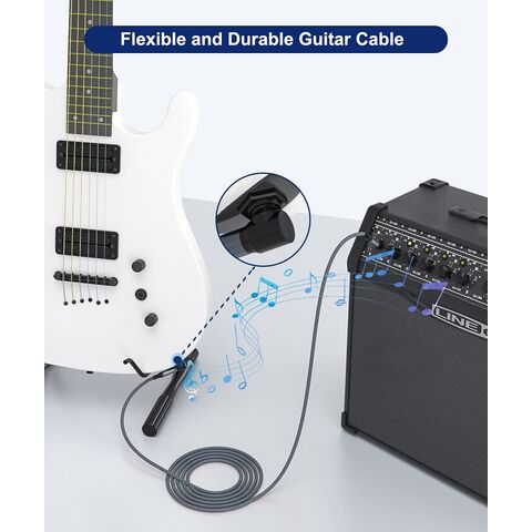 Cable para Guitarra Eléctrica de 6.35mm, 1/4 de Pulgada, Recto a Ángulo Recto - Cable Profesional para Guitarra Eléctrica y Amplificador
