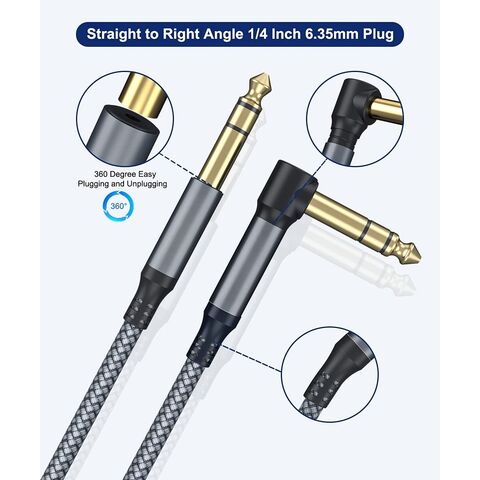 Cable para Guitarra Eléctrica de 6.35mm, 1/4 de Pulgada, Recto a Ángulo Recto - Cable Profesional para Guitarra Eléctrica y Amplificador