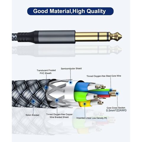 Cable para Guitarra Eléctrica de 6.35mm, 1/4 de Pulgada, Recto a Ángulo Recto - Cable Profesional para Guitarra Eléctrica y Amplificador