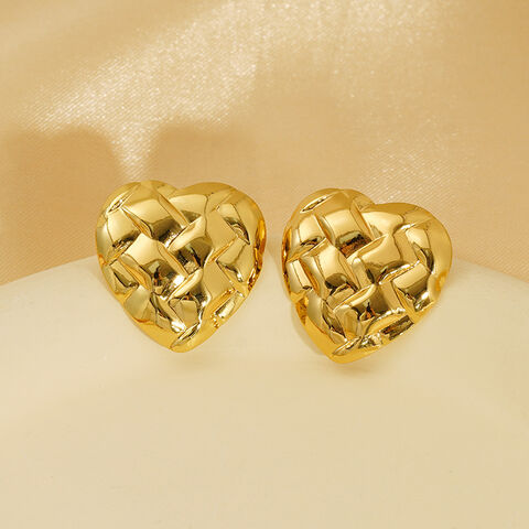 Pendientes de Acero Inoxidable con Colgante de Corazón Chapado en Oro de 18K para Mujer al por Mayor con MOQ Bajo, Personalización OEM/ODM