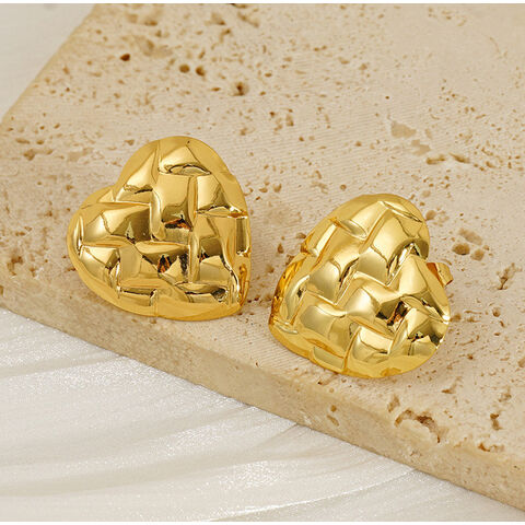 Pendientes de Acero Inoxidable con Colgante de Corazón Chapado en Oro de 18K para Mujer al por Mayor con MOQ Bajo, Personalización OEM/ODM