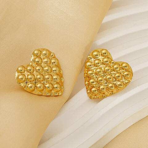 Pendientes de Acero Inoxidable con Colgante de Corazón Chapado en Oro de 18K para Mujer al por Mayor con MOQ Bajo, Personalización OEM/ODM