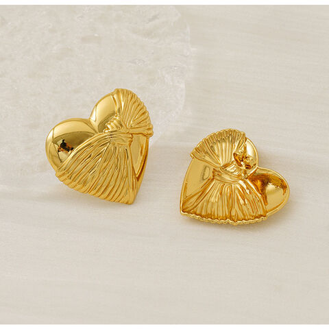 Pendientes de Acero Inoxidable con Colgante de Corazón Chapado en Oro de 18K para Mujer al por Mayor con MOQ Bajo, Personalización OEM/ODM