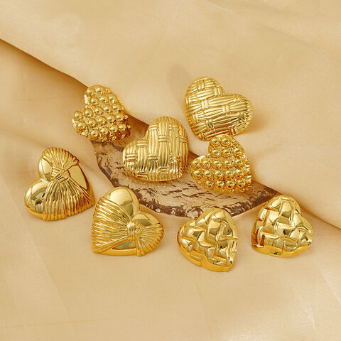 Pendientes de Acero Inoxidable con Colgante de Corazón Chapado en Oro de 18K para Mujer al por Mayor con MOQ Bajo, Personalización OEM/ODM