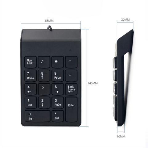 Mini Teclado Numérico USB com Fio Teclados Numéricos Universais para Laptop Desktop Keycap PC Computador Numpad 18 Teclas