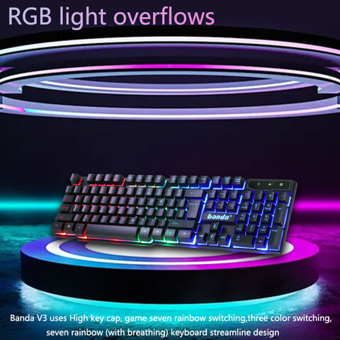 Teclado Mecânico para Jogos com 104 Teclas, RGB, USB, Retroiluminação LED Colorida, Ideal para PC e Escritório