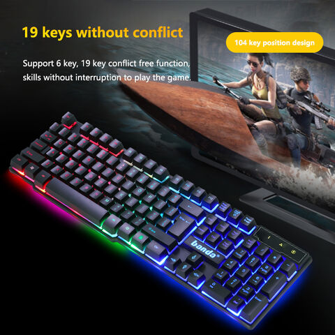 Teclado Mecânico para Jogos com 104 Teclas, RGB, USB, Retroiluminação LED Colorida, Ideal para PC e Escritório
