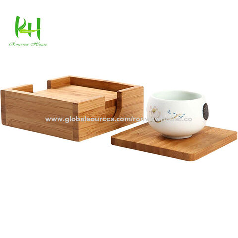 Descansos de copo de bambu resistentes a lascas, prato de bambu, prato para xícaras, prato para tigelas, adequados para casa, casa de chá e restaurante