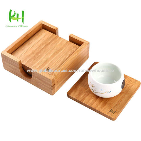 Descansos de copo de bambu resistentes a lascas, prato de bambu, prato para xícaras, prato para tigelas, adequados para casa, casa de chá e restaurante