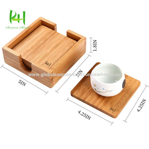 Descansos de copo de bambu resistentes a lascas, prato de bambu, prato para xícaras, prato para tigelas, adequados para casa, casa de chá e restaurante
