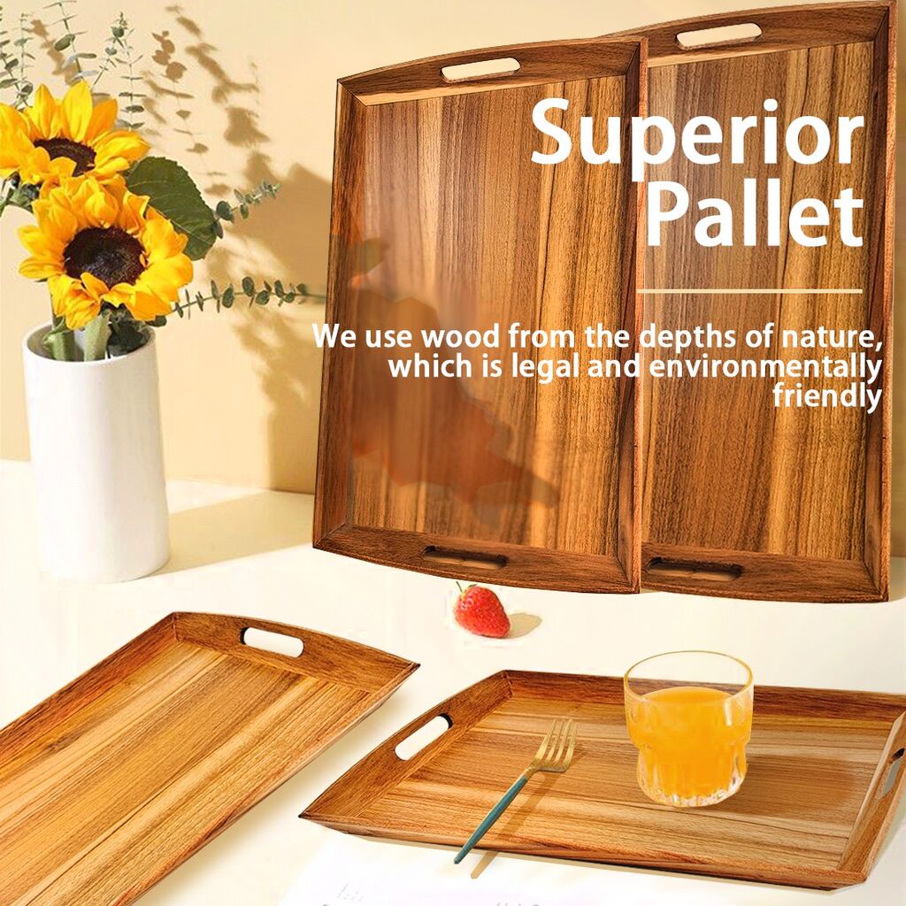 Larger Wooden Nesting Serving Trays Dinner Tray With Handles - Buy ...