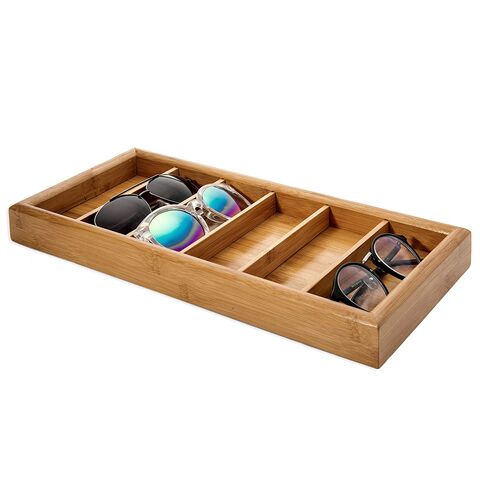 Kotak display kacamata kayu solid, produsen kotak kacamata hitam, kotak penyimpanan kayu enam kompartemen grosir kacamata hitam