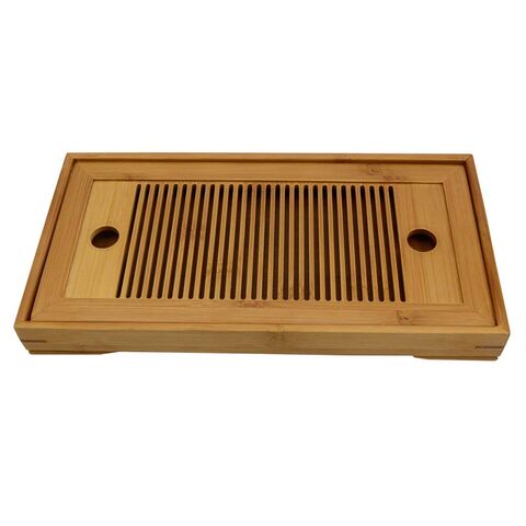 Bandeja de té de bambú con almacenamiento de agua, juego de té Kung Fu, mesa de té seca portátil, bandeja de té de bambú simple y creativa, venta al por mayor y personalizada