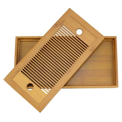 Bandeja de té de bambú con almacenamiento de agua, juego de té Kung Fu, mesa de té seca portátil, bandeja de té de bambú simple y creativa, venta al por mayor y personalizada
