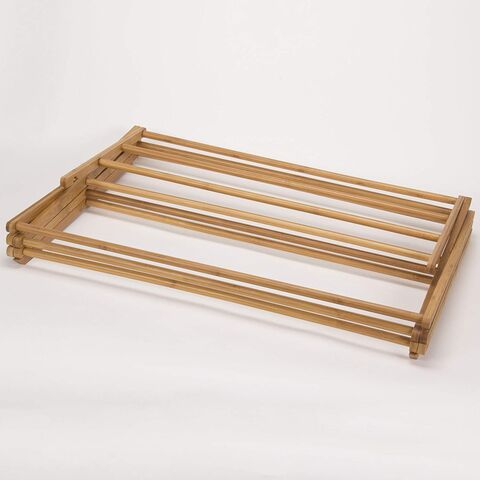 Estante para toallas de mano, toallero de baño, tendedero de suelo estable, tendedero doméstico para baño, madera de bambú