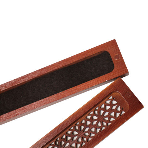 Prix usine vente en gros luxe moderne mini boîte naturelle bambou bois laiton brûleur de bâton d'encens avec couvercle magnétique