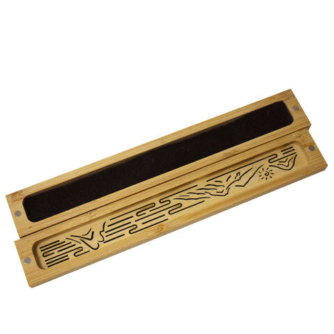 Prix usine vente en gros luxe moderne mini boîte naturelle bambou bois laiton brûleur de bâton d'encens avec couvercle magnétique