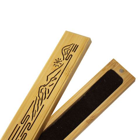 Prix usine vente en gros luxe moderne mini boîte naturelle bambou bois laiton brûleur de bâton d'encens avec couvercle magnétique