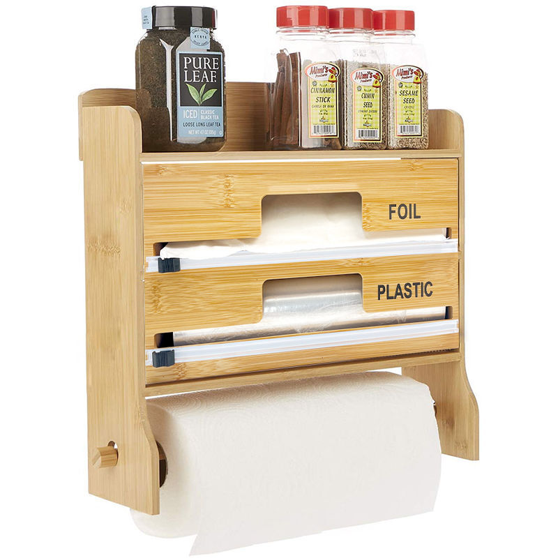 Foil Plastic Wrap Organizer Dispenser Wall Mounted Paper Towel Holder ...