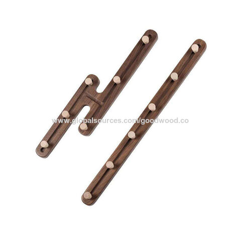 Moderno negro nogal montaje en pared perchero con 6 ganchos elegantes