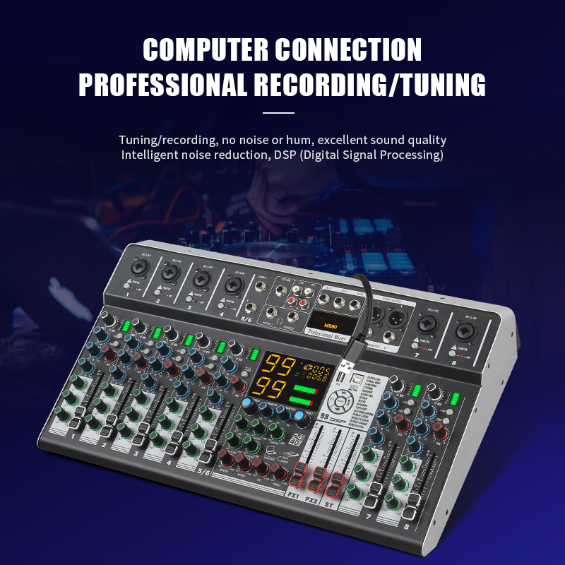 Source Cooyinka 8-channel Audio Console Mixer For Live Sound And