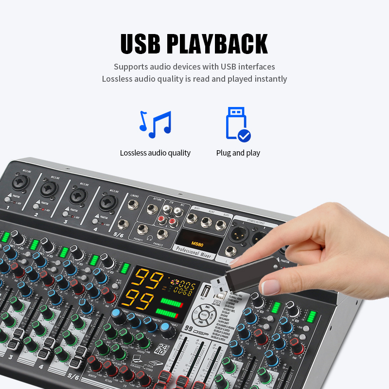 Source Cooyinka 8-channel Audio Console Mixer For Live Sound And