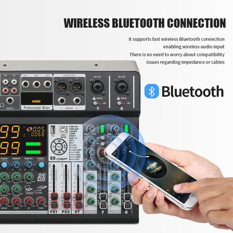 Source Cooyinka 8-channel Audio Console Mixer For Live Sound And