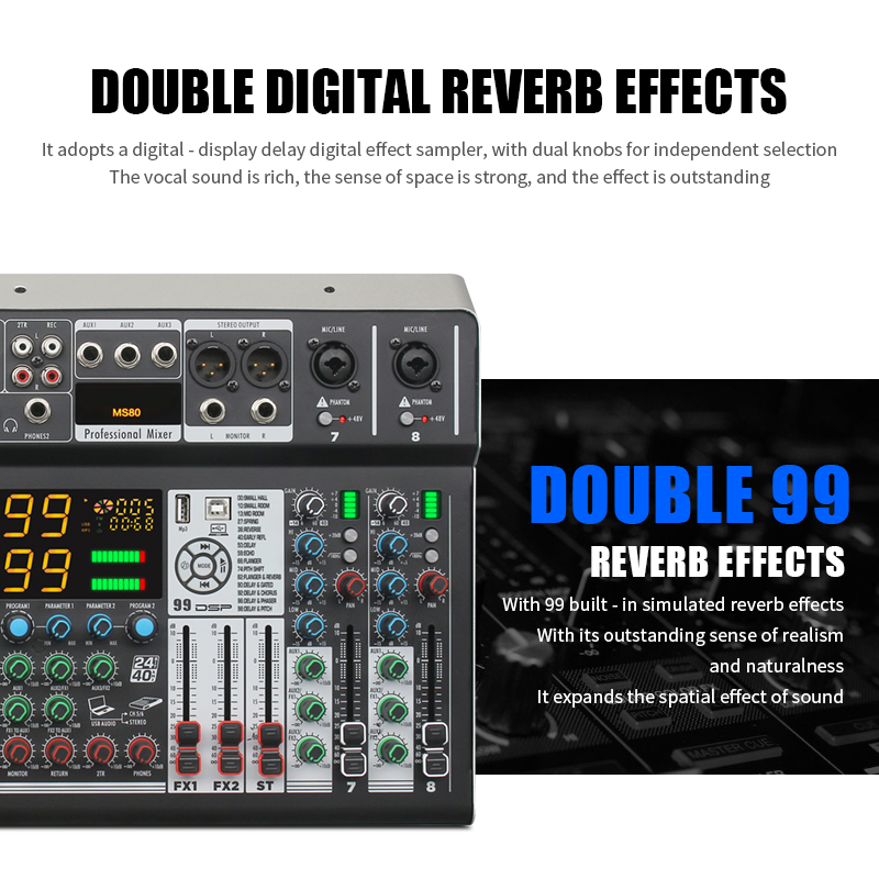 Source Cooyinka 8-channel Audio Console Mixer For Live Sound And