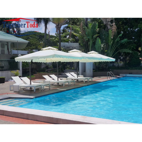 Kursi Santai Luar Ruangan Aluminium Ganda, Tahan Air, untuk Kolam Renang, Pantai, atau Hotel