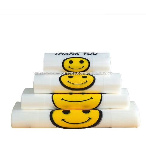 Sacs en plastique pour le shopping, sac de type T-shirt, sac de commodité jetable pour supermarché, sac d'emballage transparent pour fruits à emporter