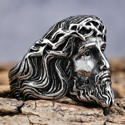 Joyería de acero con retrato de personalidad retro, anillo de acero inoxidable para hombre