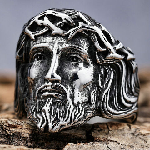 Joyería de acero con retrato de personalidad retro, anillo de acero inoxidable para hombre
