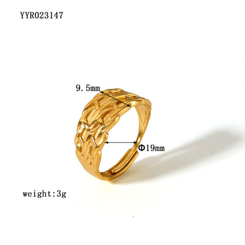 Anillo de Acero Inoxidable Chapado en Oro de 18K de Venta Caliente en Europa y América, Joyería de Moda Ajustable para Mujer, Estilo Vintage