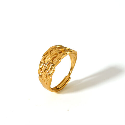 Anillo de Acero Inoxidable Chapado en Oro de 18K de Venta Caliente en Europa y América, Joyería de Moda Ajustable para Mujer, Estilo Vintage